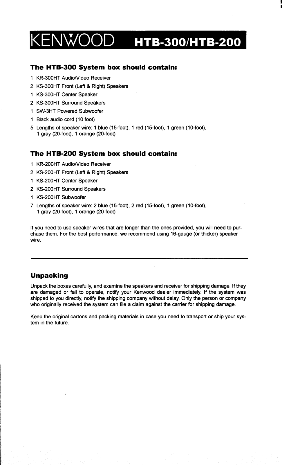 Kenwood HTB-200 Owners Manual