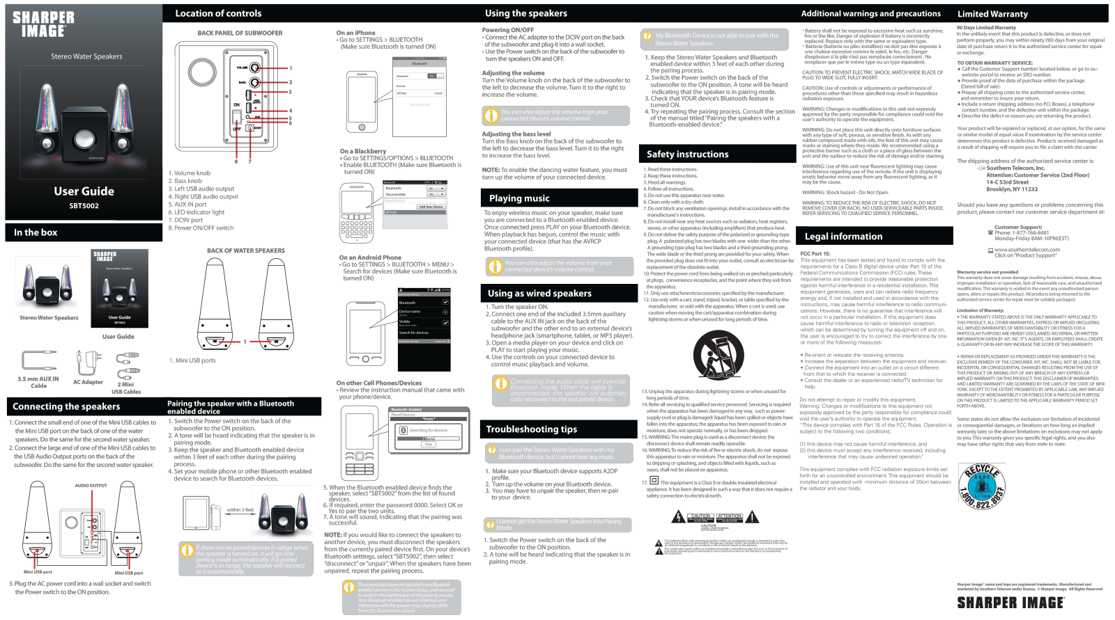 Sharper image SBT5002 User Manual