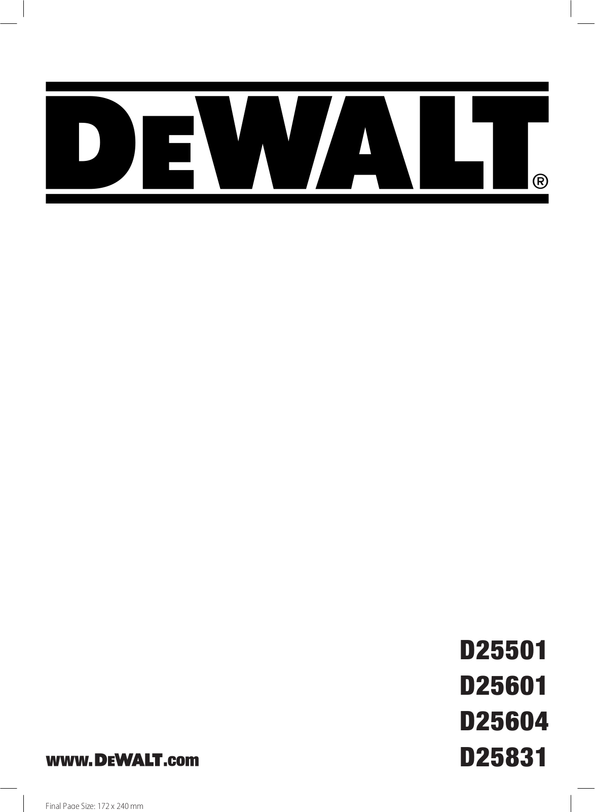 DeWALT D25604K User manual