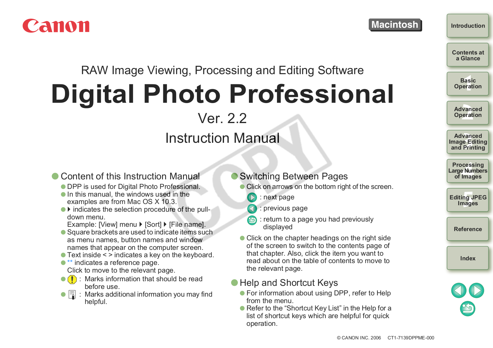 Canon Digital Photo Professional  2.2 Instructions Manual