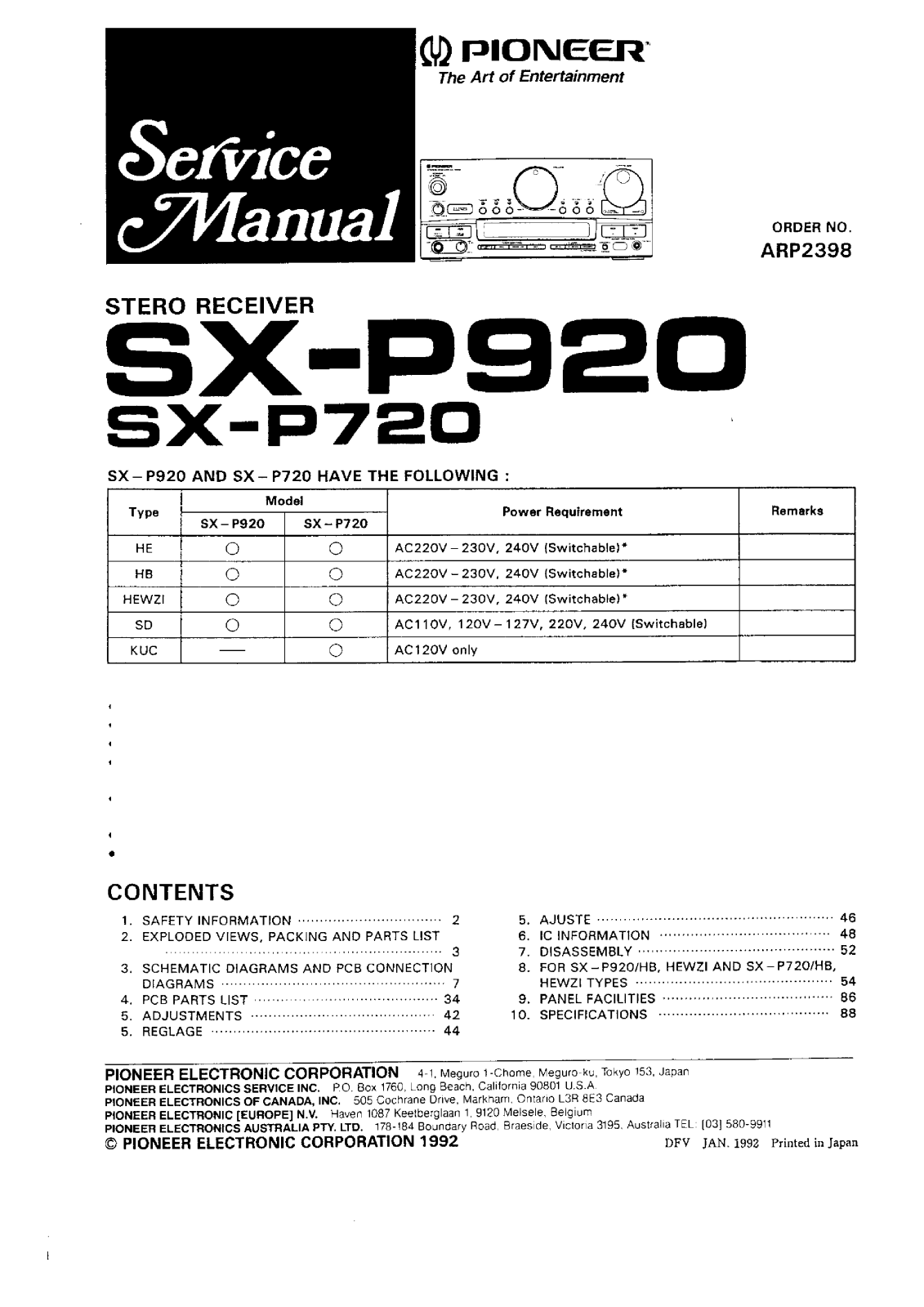 Pioneer SXP-720, SXP-920 Service manual