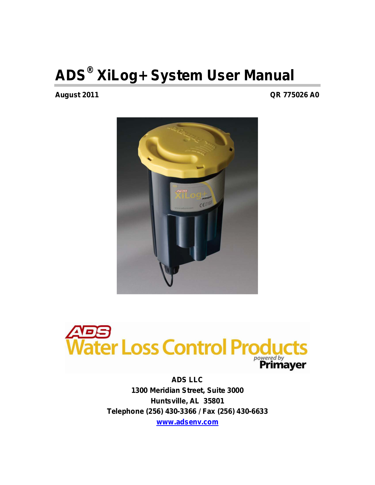 ADS Environmental Services QR 775026 A0 User Manual