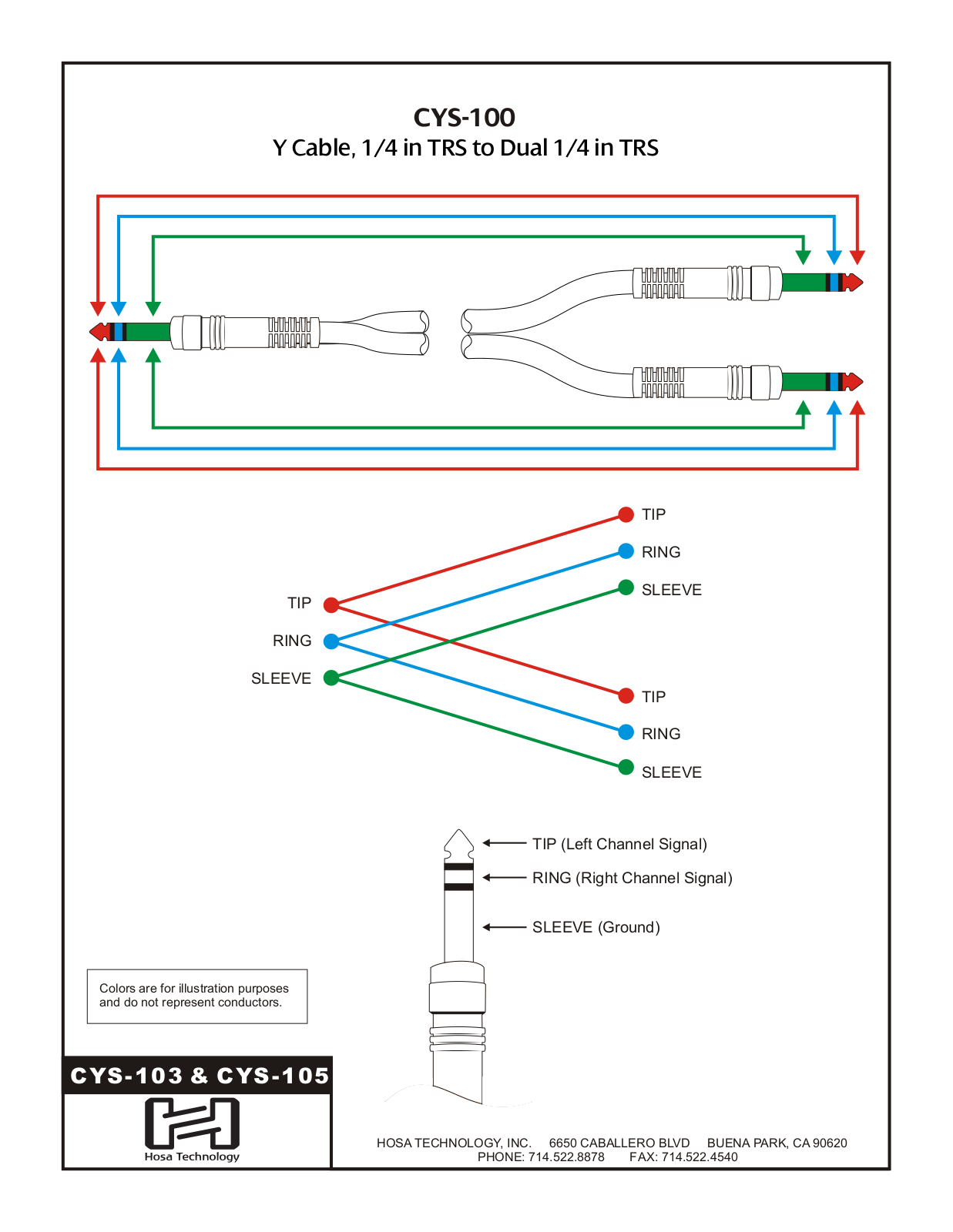 Hosa CYS-103, CYS-105 CYS-100 Pinout