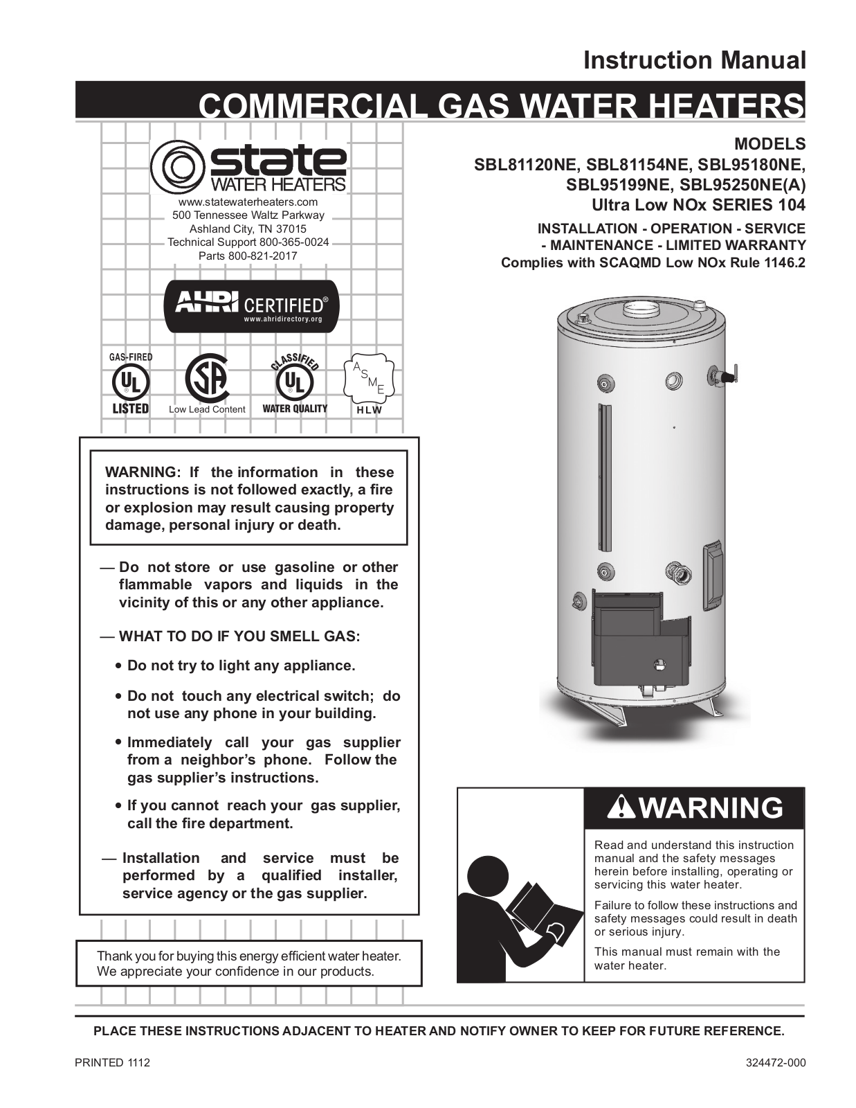 State SBL81 120NE Installation  Manual