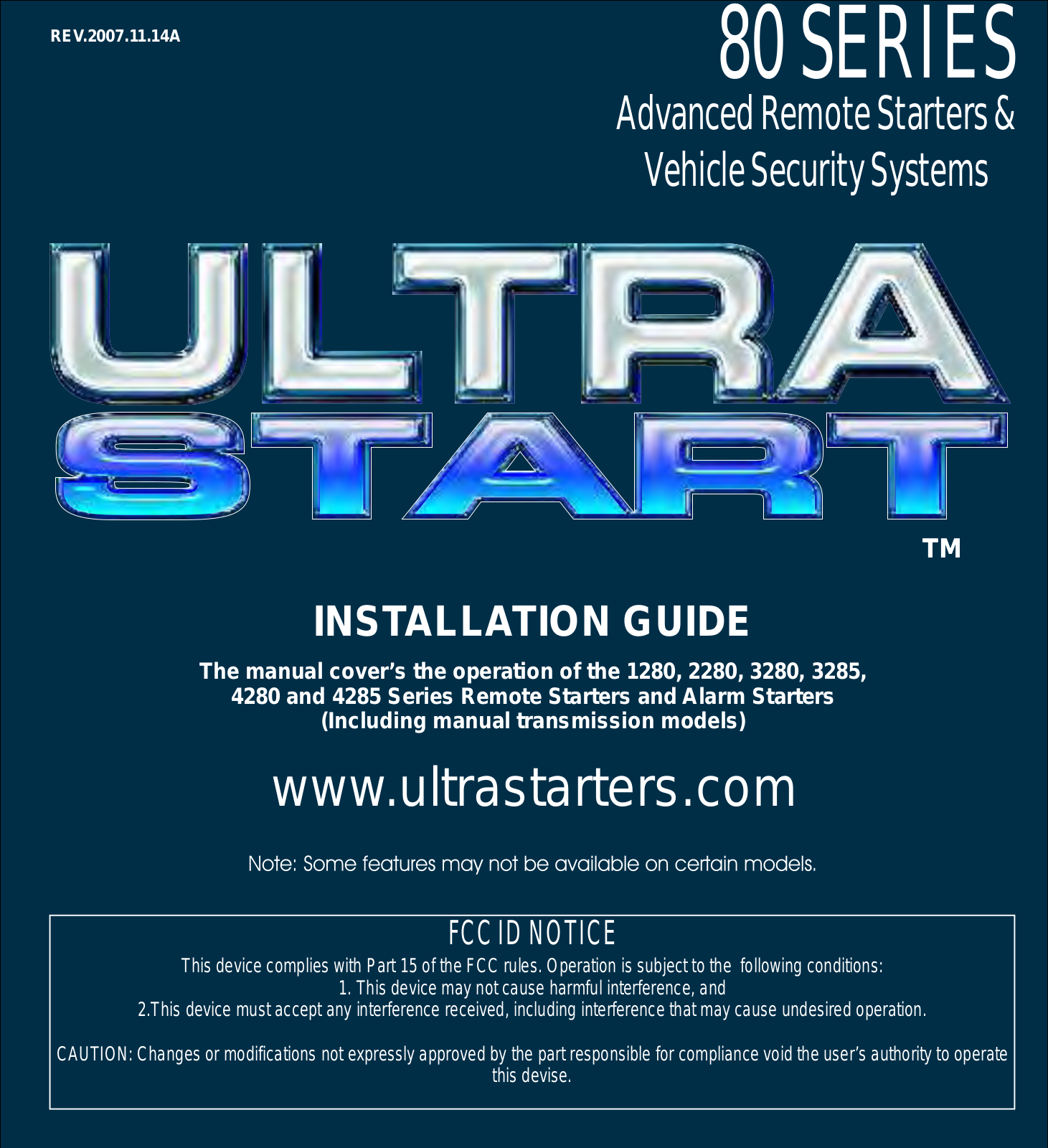 Ultra Start 1280, 2280, 3280, 3285, 4280 user guide