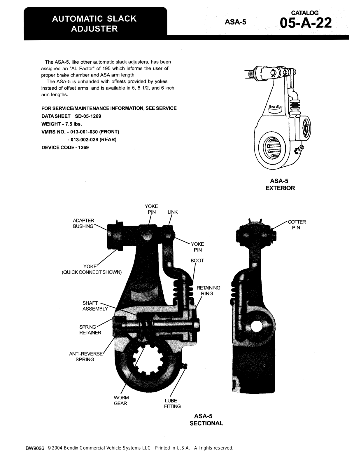 BENDIX 05-A-22 User Manual