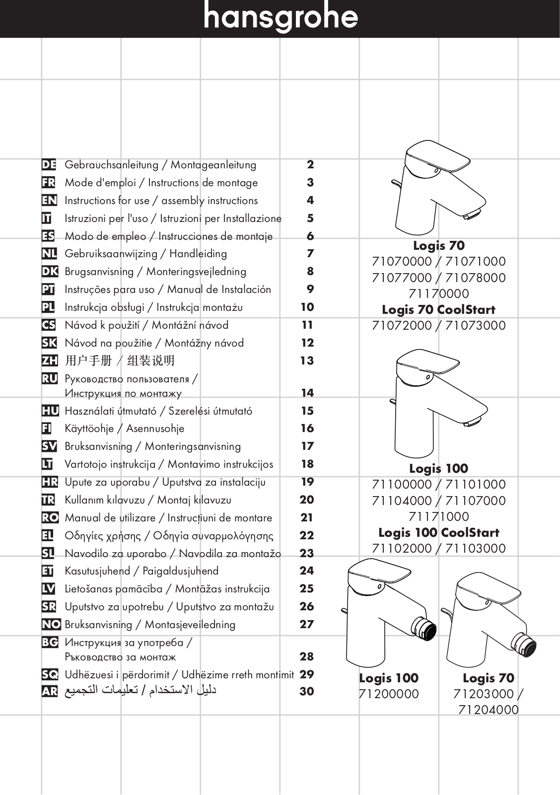 grohe 71070000 Service Manual