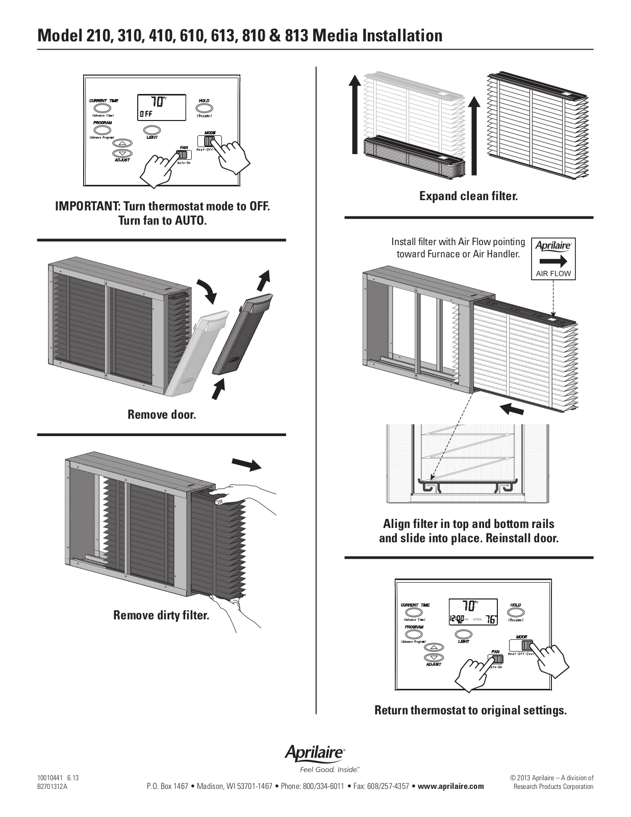 Aprilaire 210, 310, 410, 610, 613 Installation Manual - ManualMachine.com
