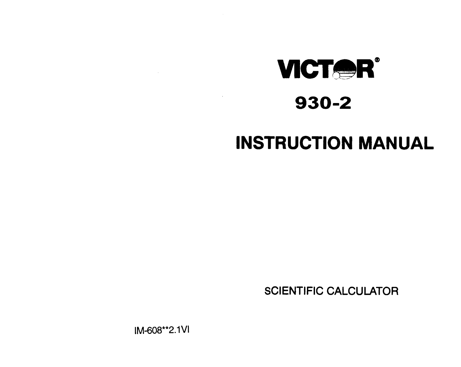 Victor Technology 930-2 User Manual