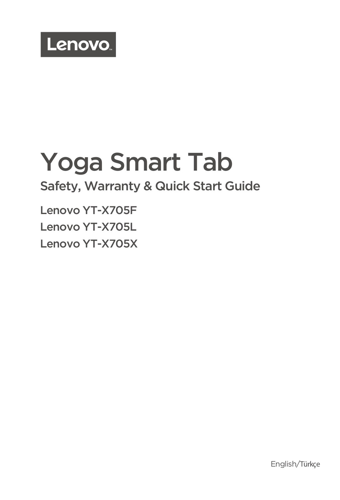 Lenovo Yoga Smart Tab Safety, Warranty & Quick Start Guide