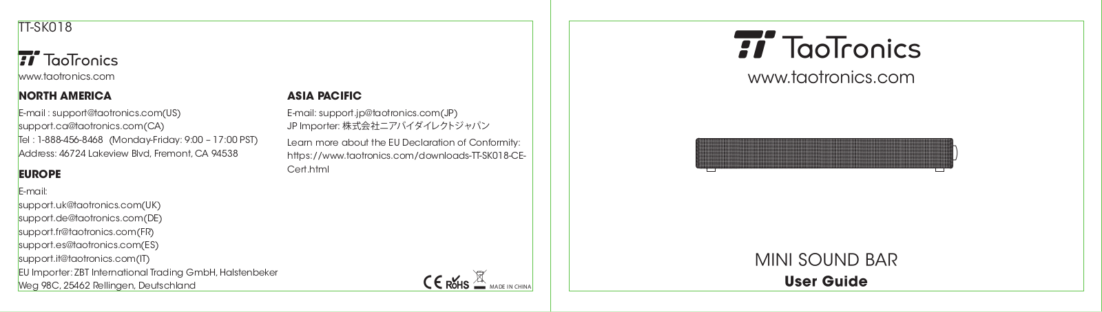 Taotronics TT-SK018 User Manual