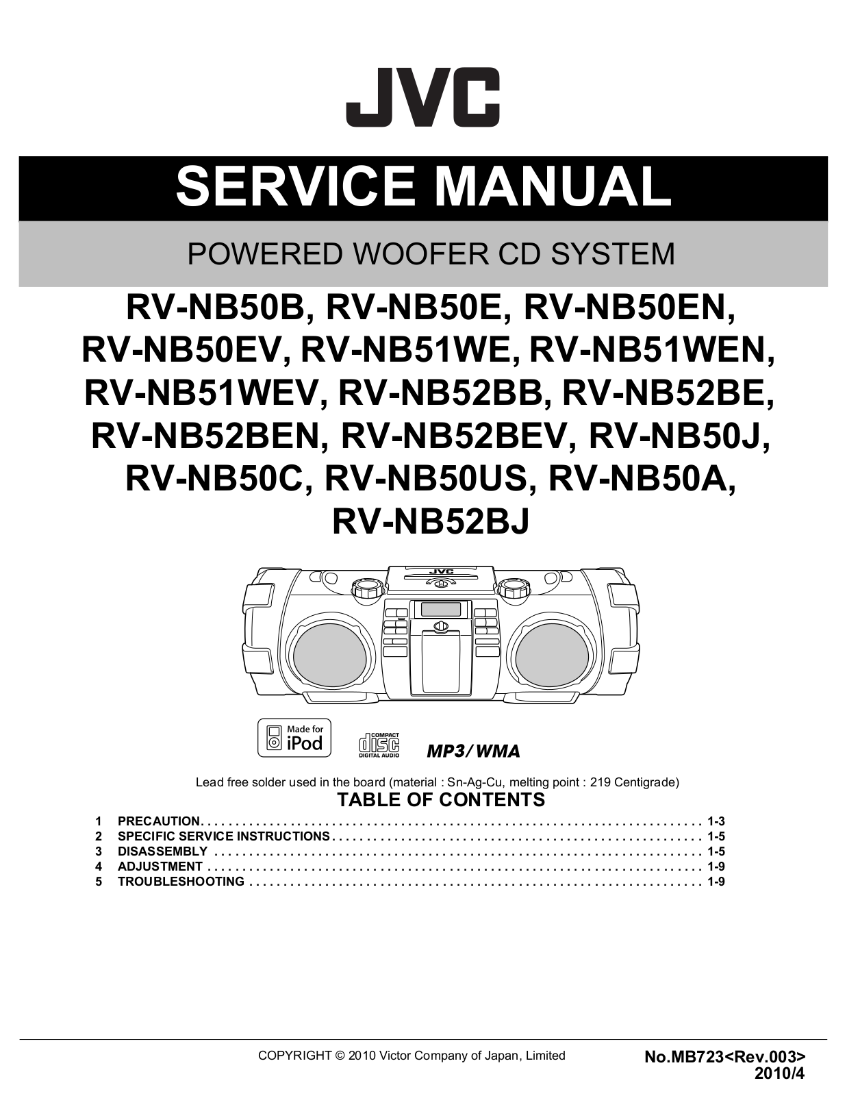 Jvc RV-NB50-B Service Manual