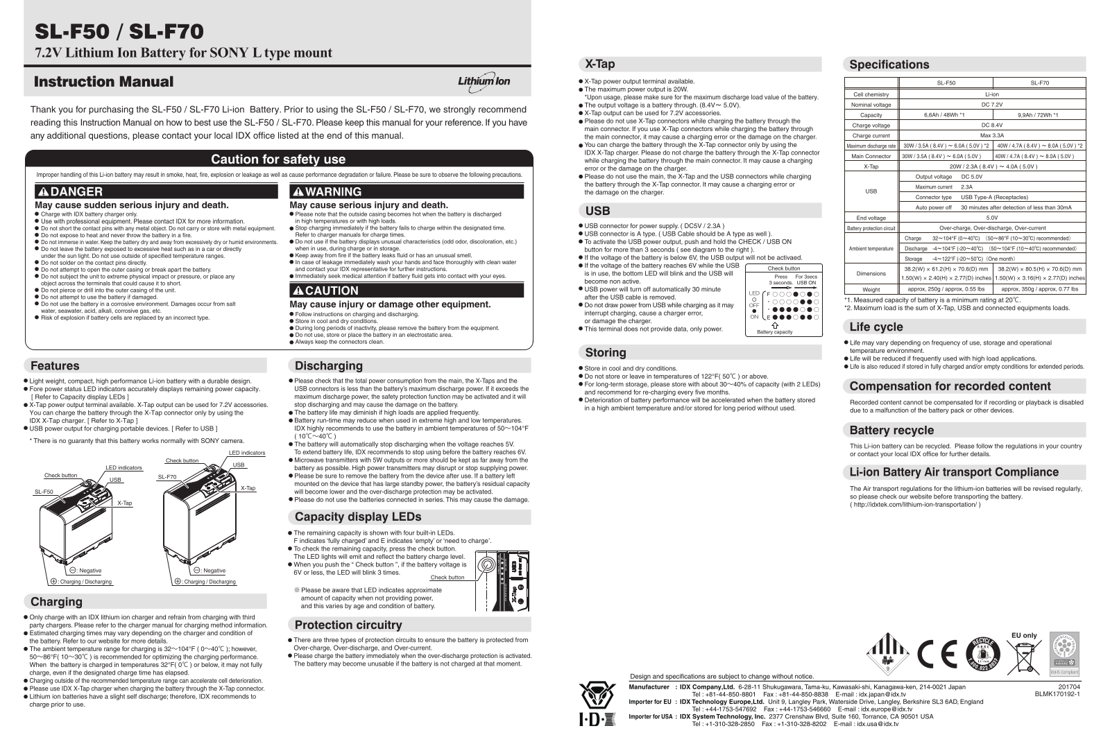 IDX Technology SL-F50 Users Manual