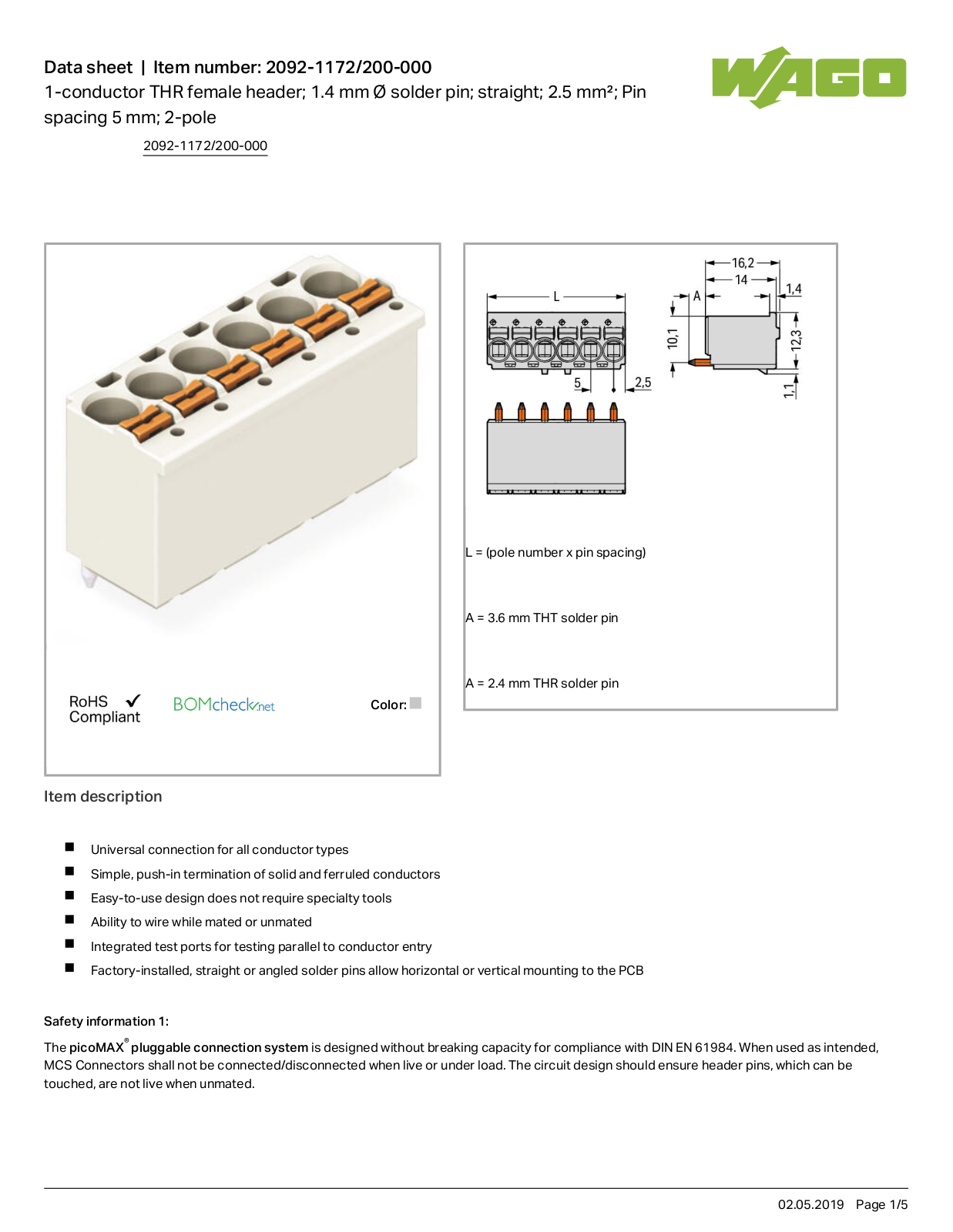 Wago 2092-1172/200-000 Data Sheet