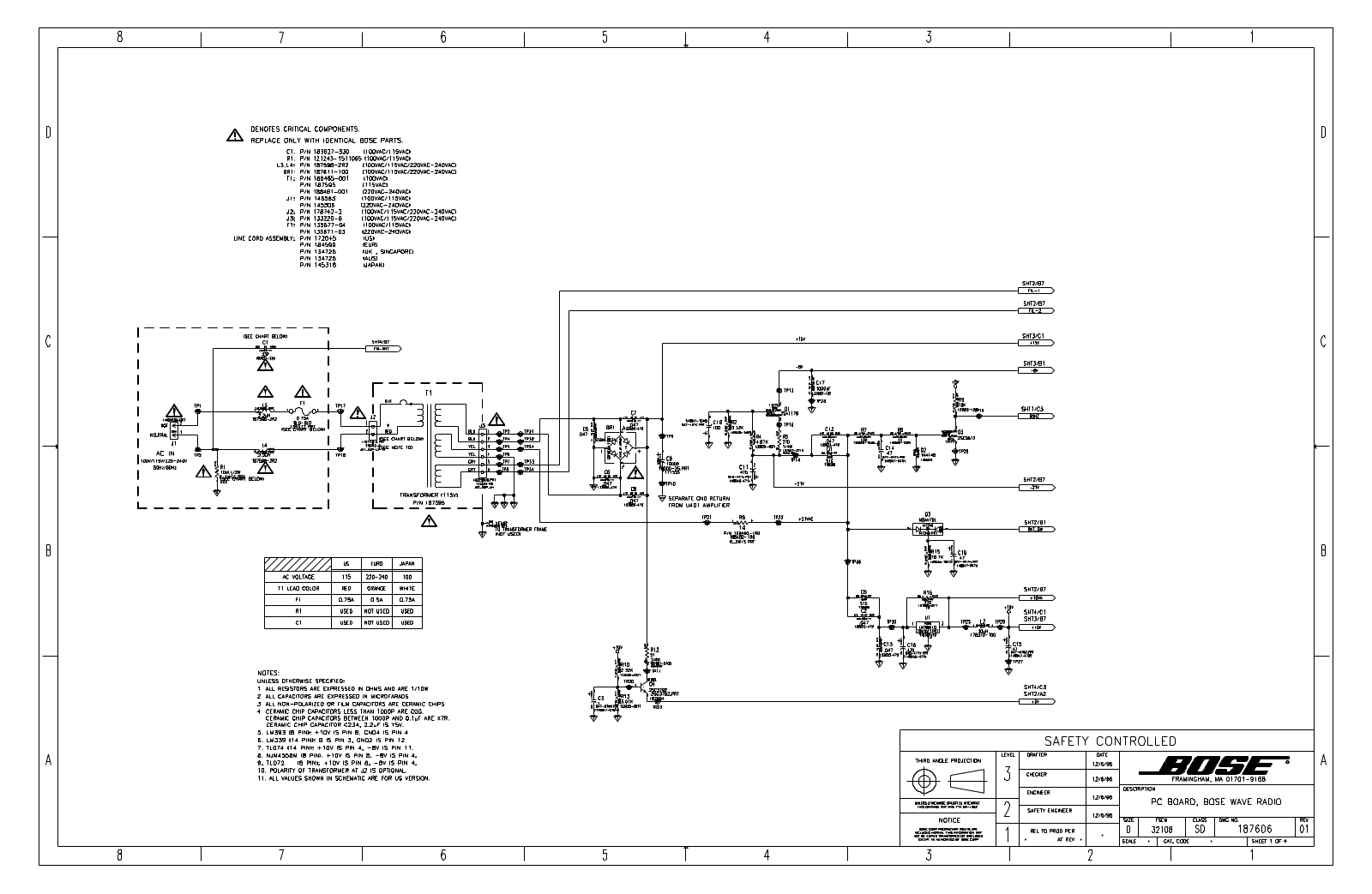 BOSE WAVE RADIO 1996, BWR3 Schematic