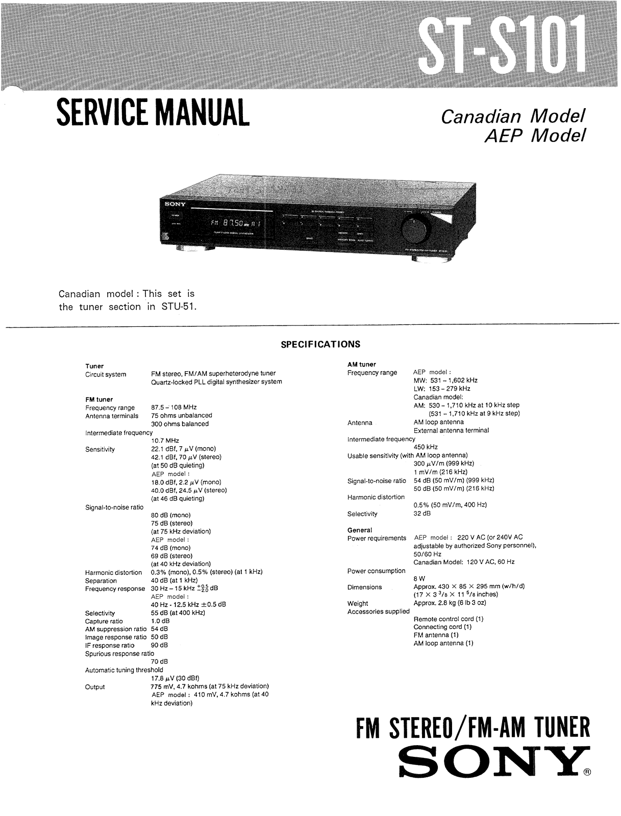 Sony STS-101 Service manual