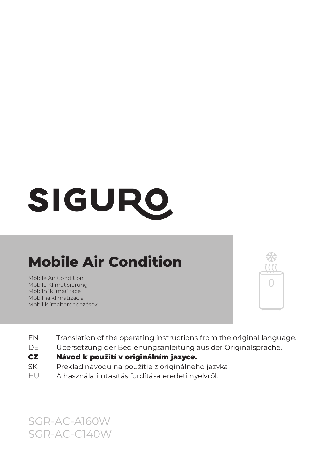 Siguro SGR-AC-A160W, SGR-AC-C140W User guide - ManualMachine.com