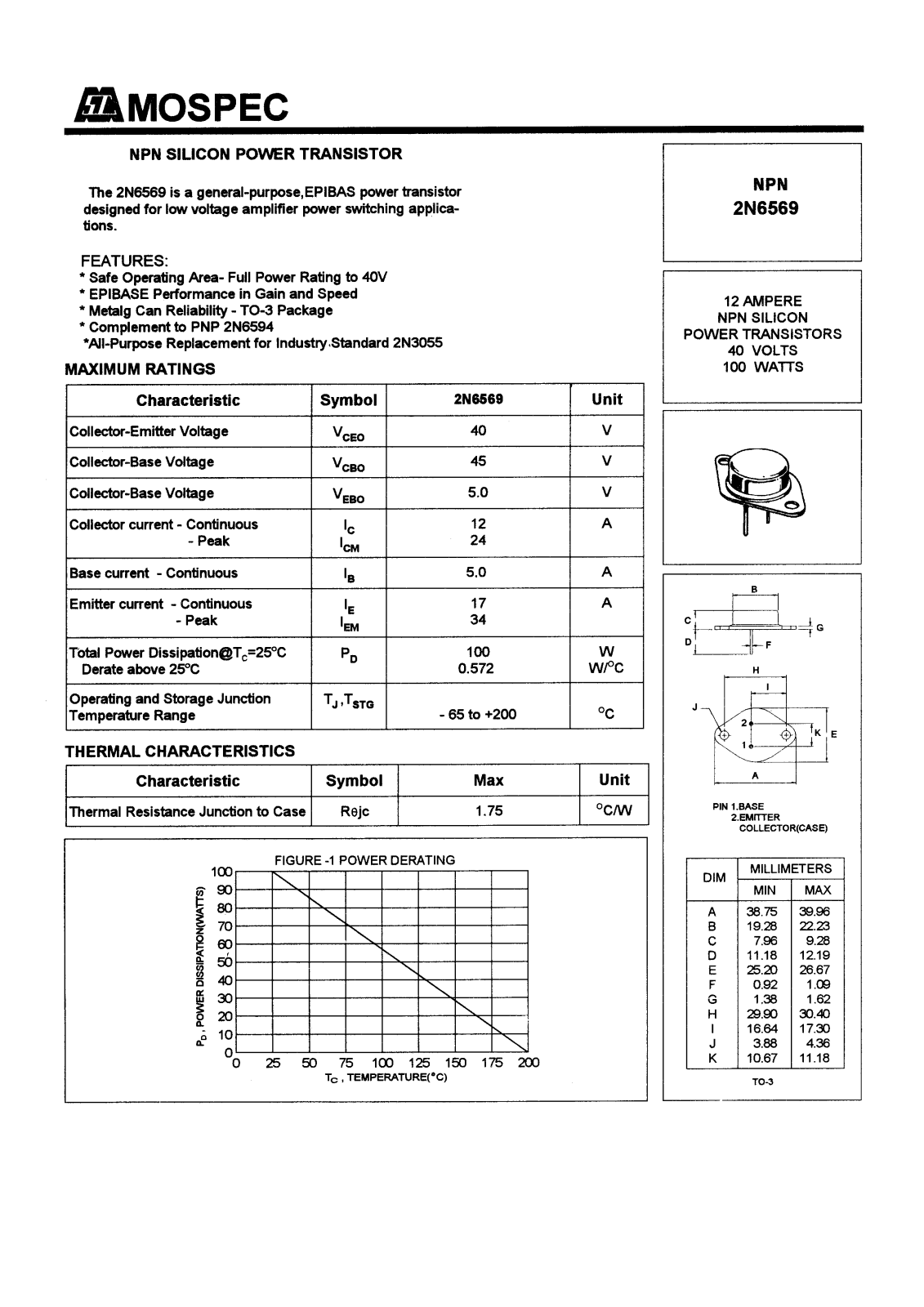 MOSPEC 2N6569 Datasheet