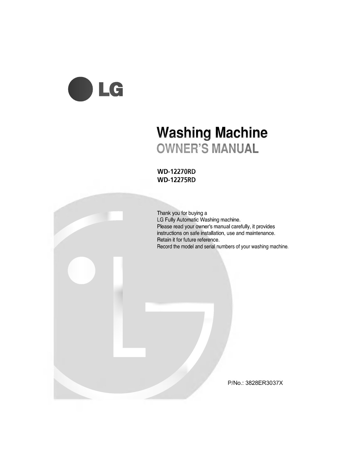 LG WD-12275RD Owner's Manual