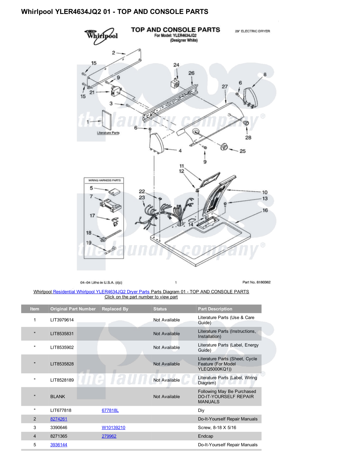 Whirlpool YLER4634JQ2 Parts Diagram