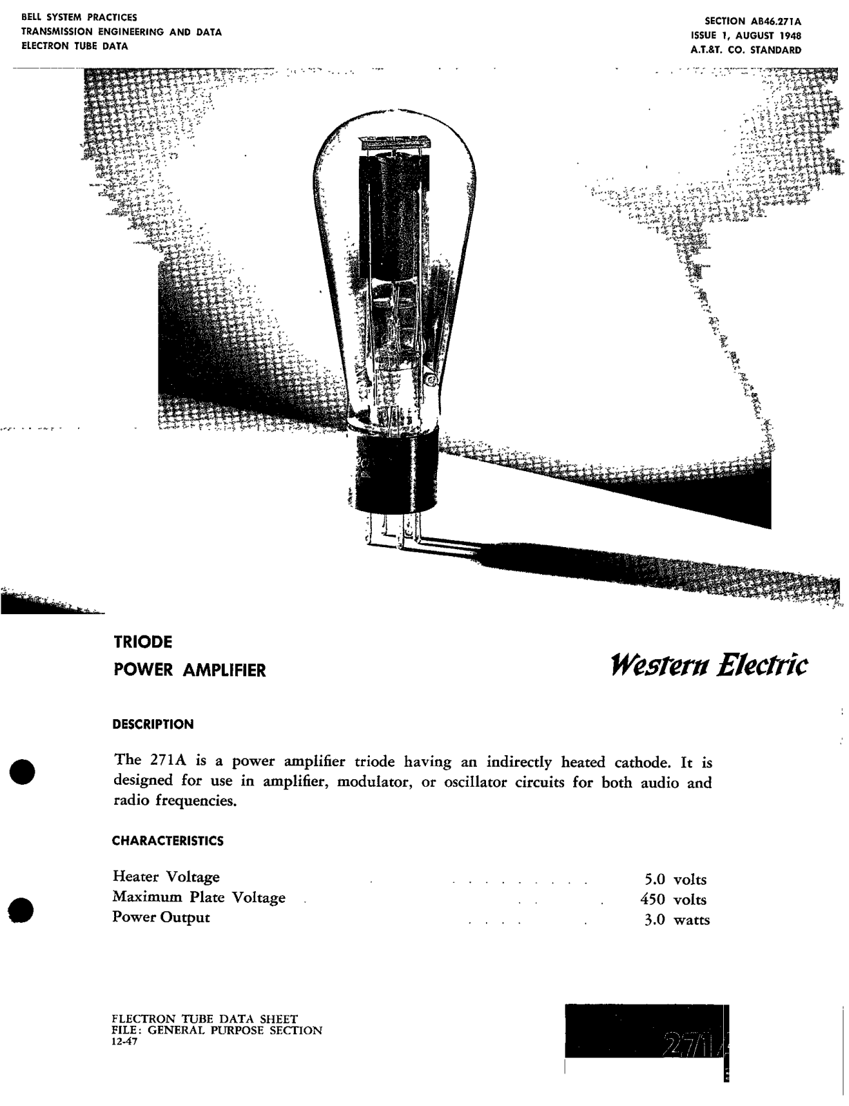 Western Electric 271-A Brochure