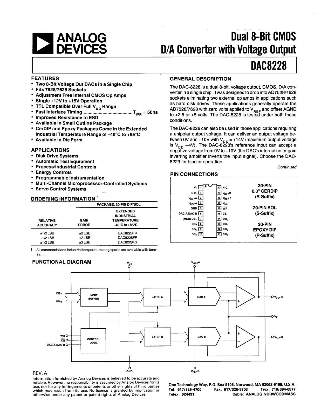 Analog Devices DAC8228FS, DAC8228FR, DAC8228FP Datasheet