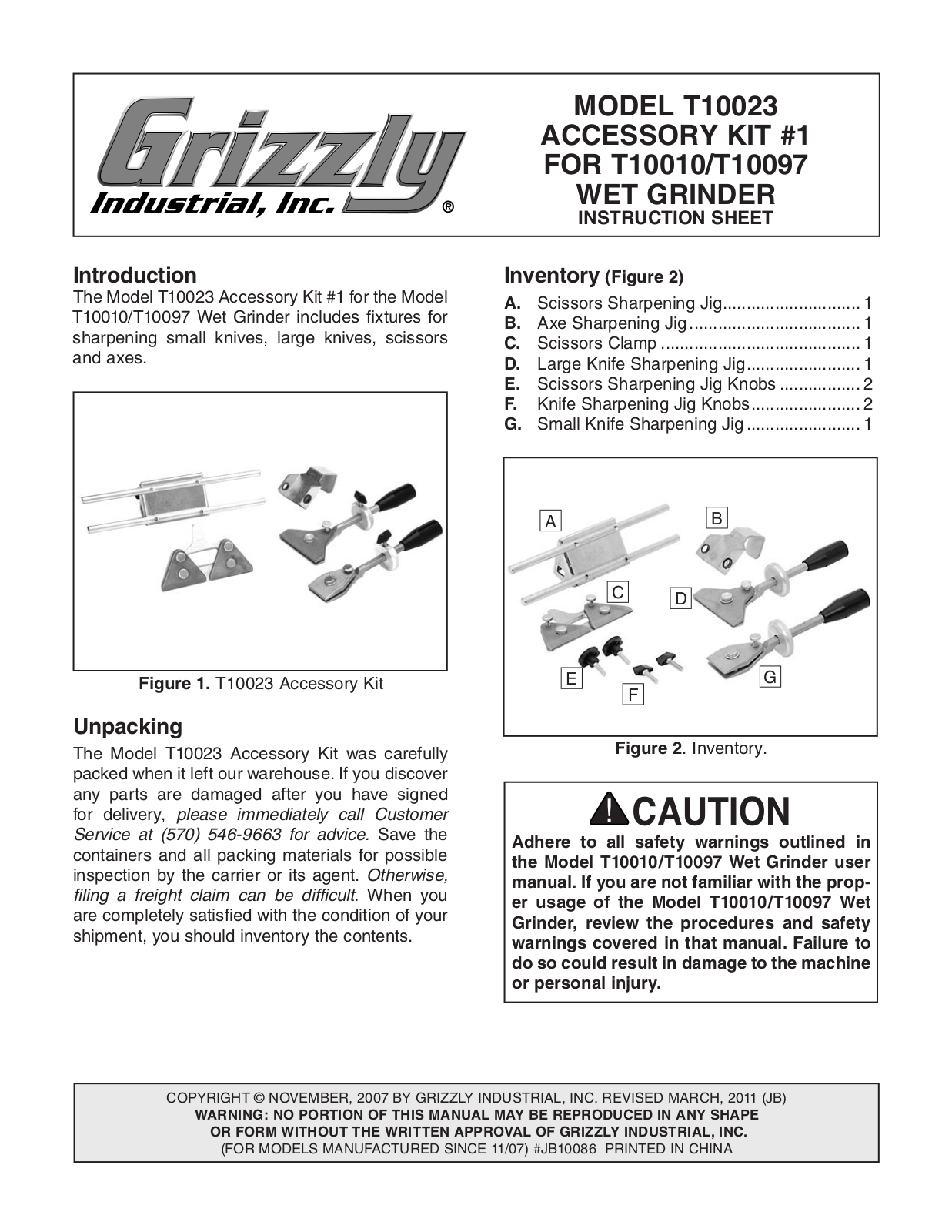 Grizzly T10023 User Manual