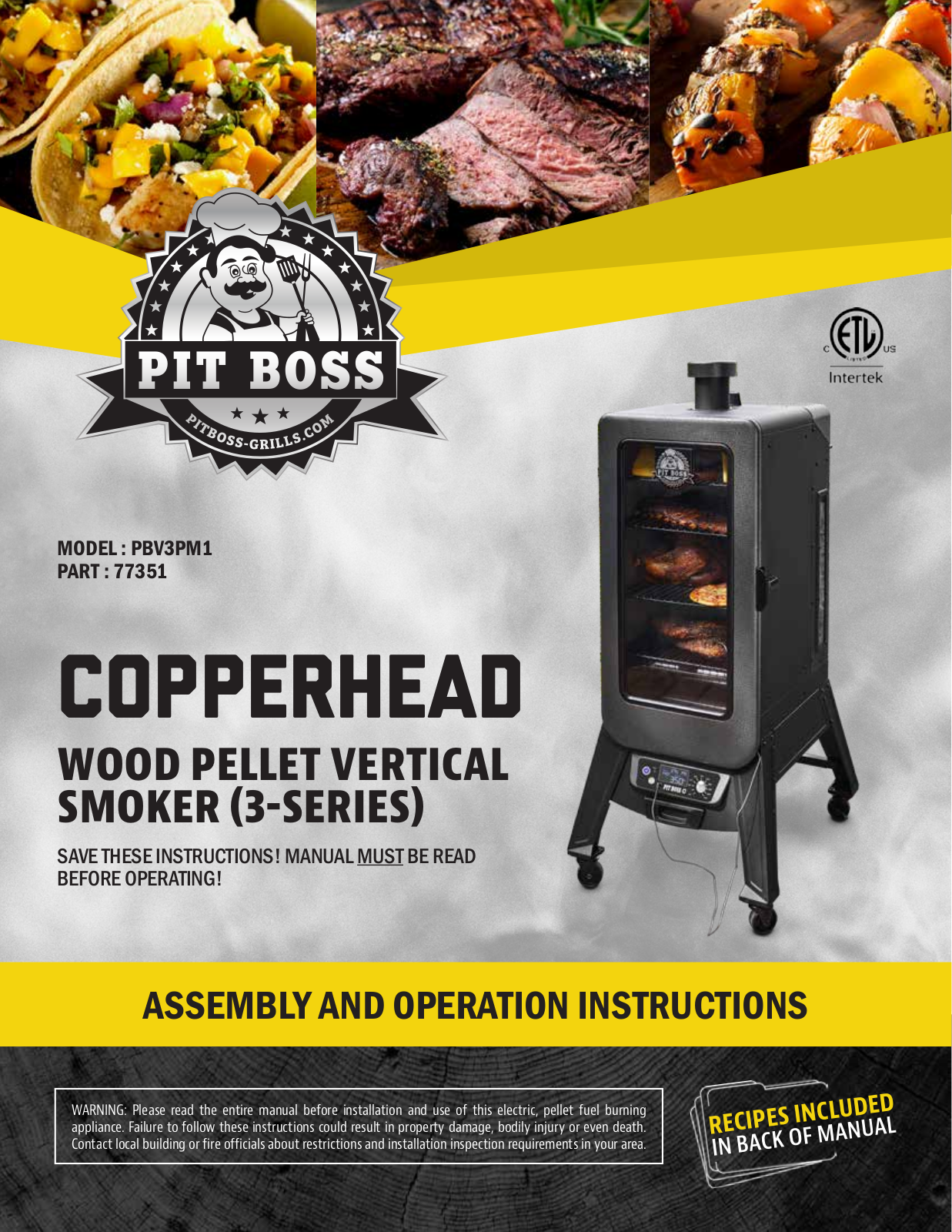 Pit boss PBV3PM1 User Manual