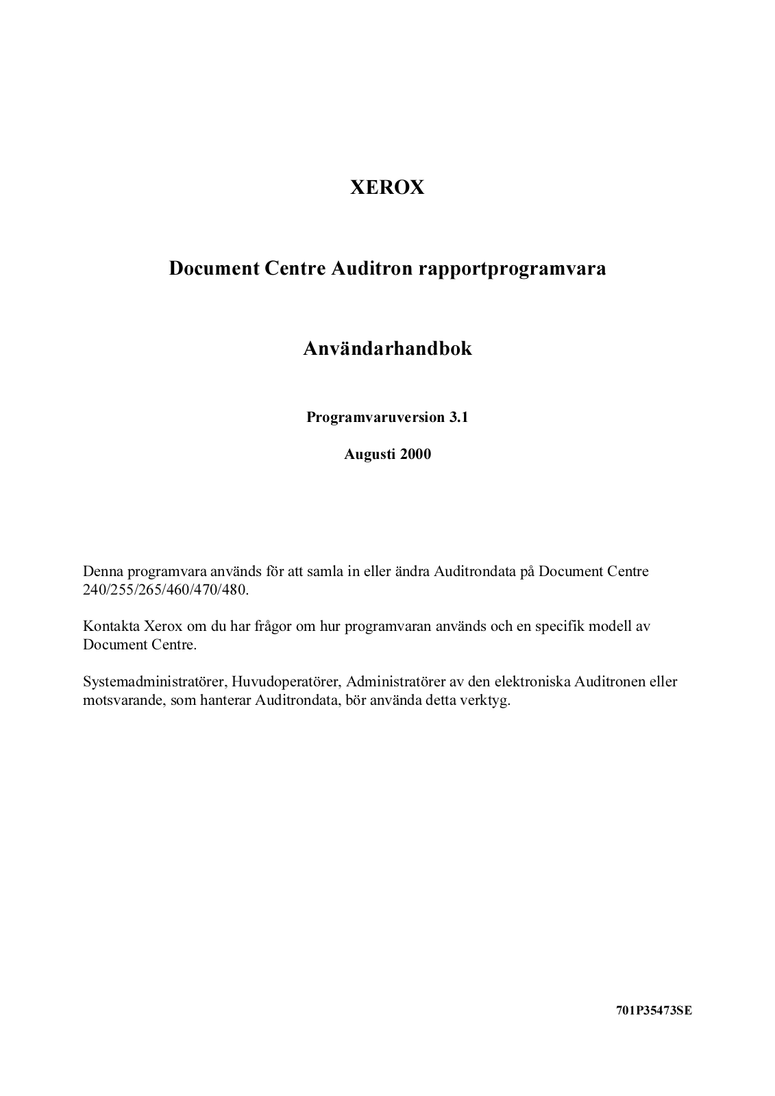 Xerox Document Centre 240 ST User Manual