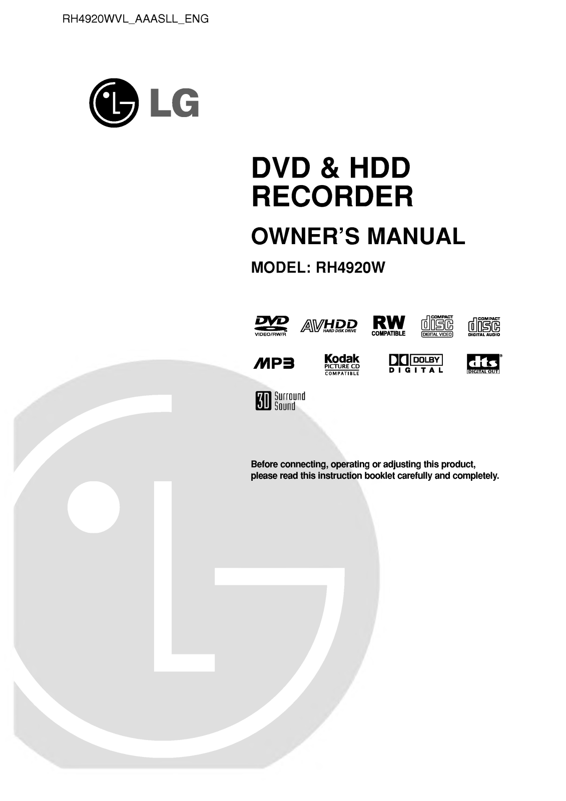 LG RH4920W User Manual
