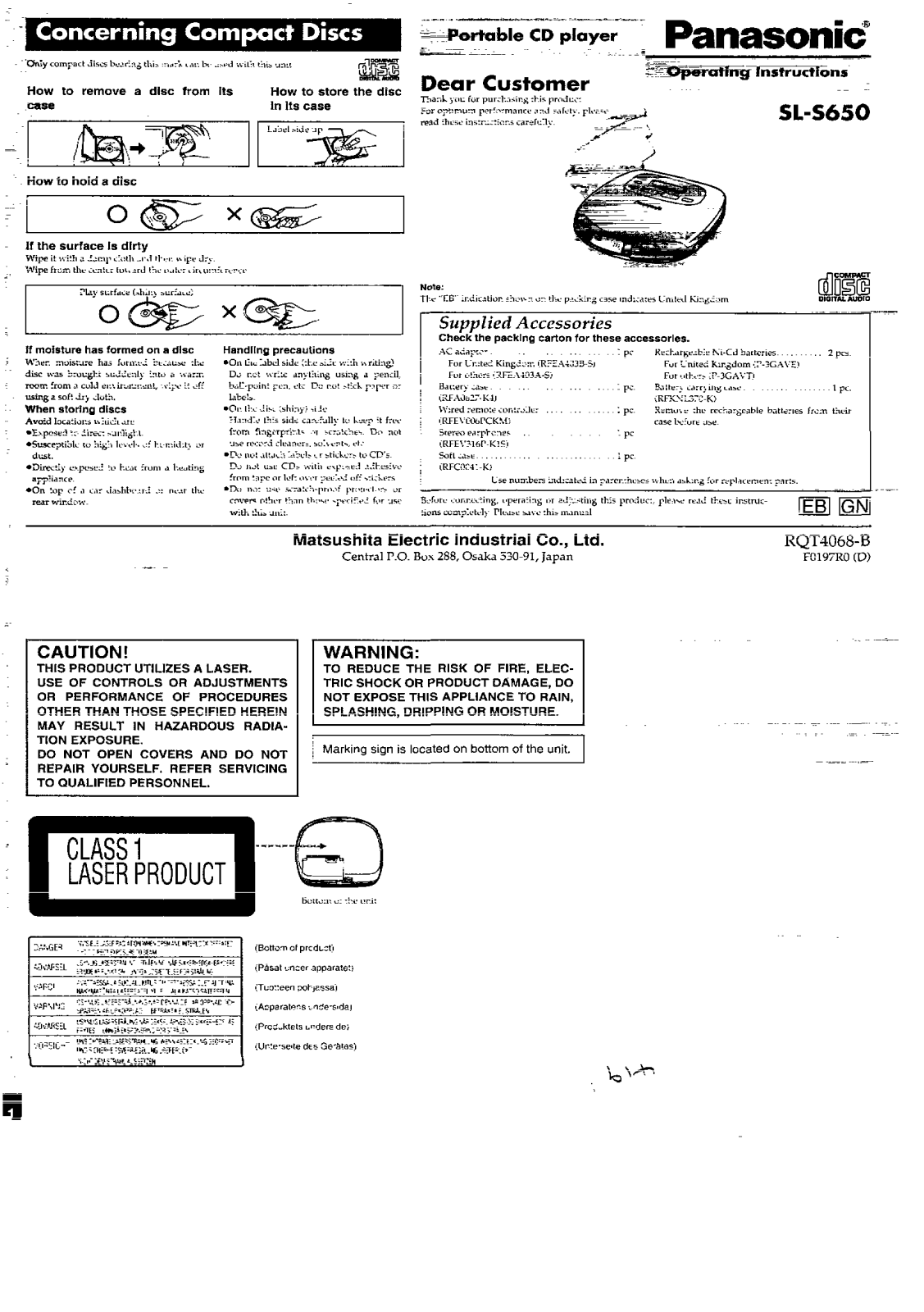 Panasonic SLS650 User Manual