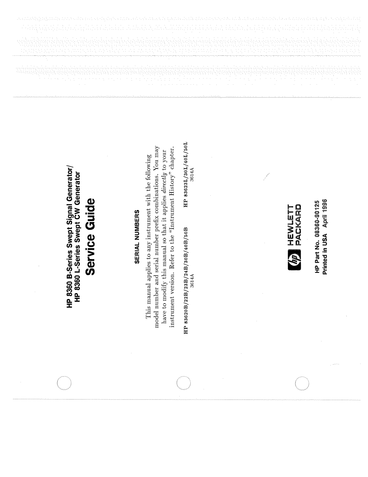 HP (Hewlett-Packard) 8360-L, 8360-B User Manual