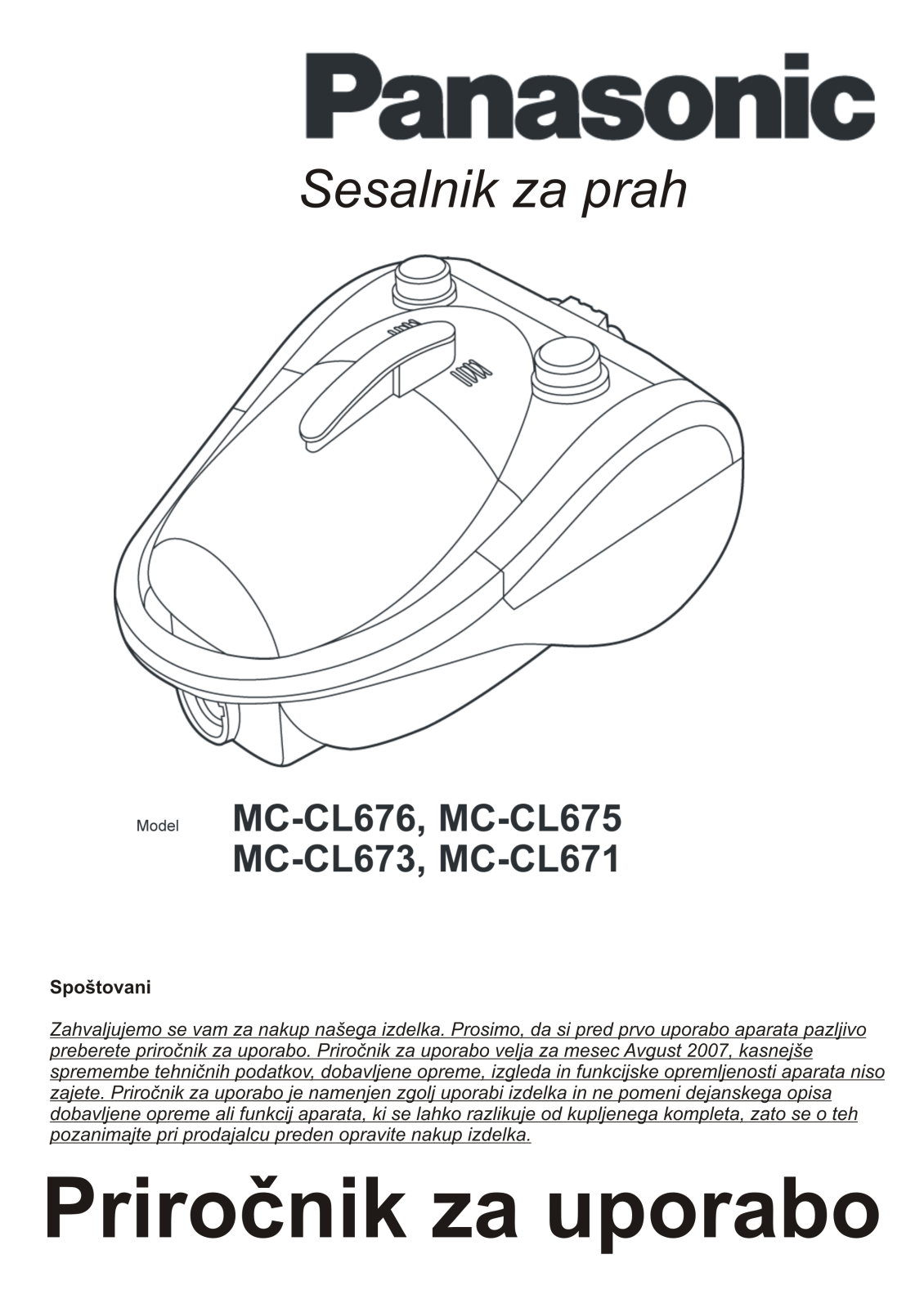 PANASONIC MCCL675, MCCL671, MCCL676, MCCL673 User Manual