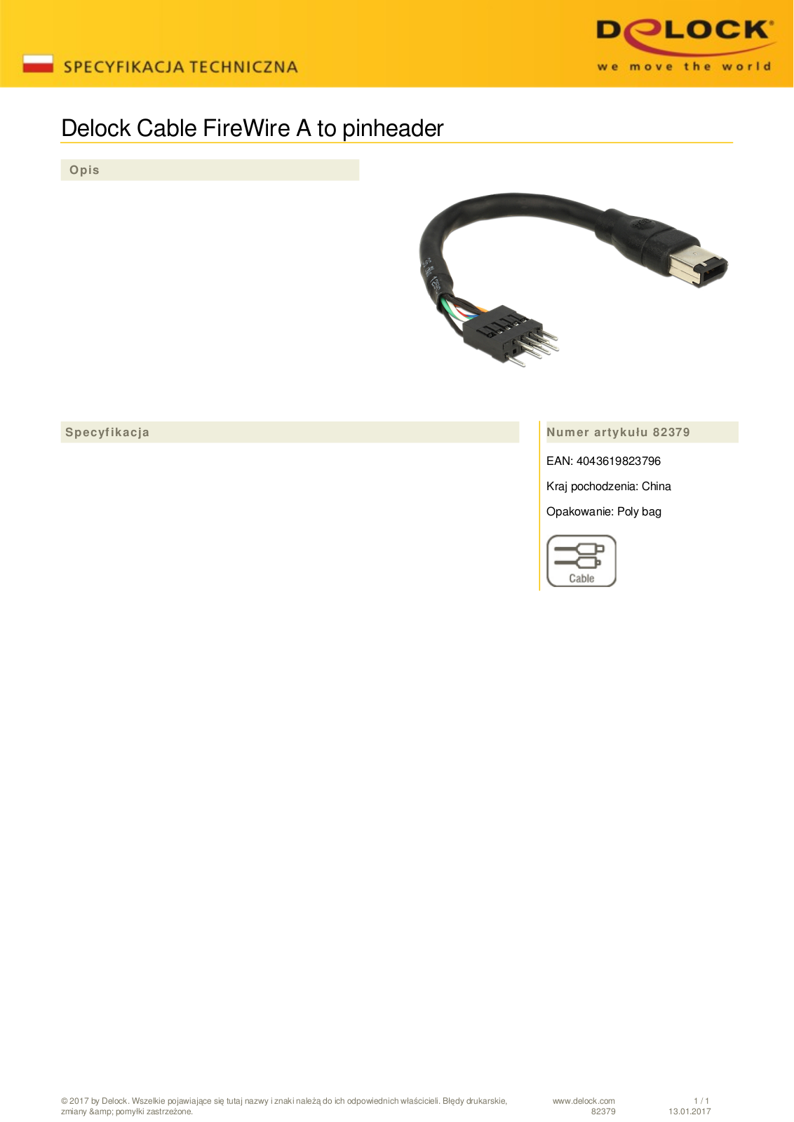 DeLOCK FireWire IEEE-1394 cable 6-Pin-6-Pin 3.0m User Manual