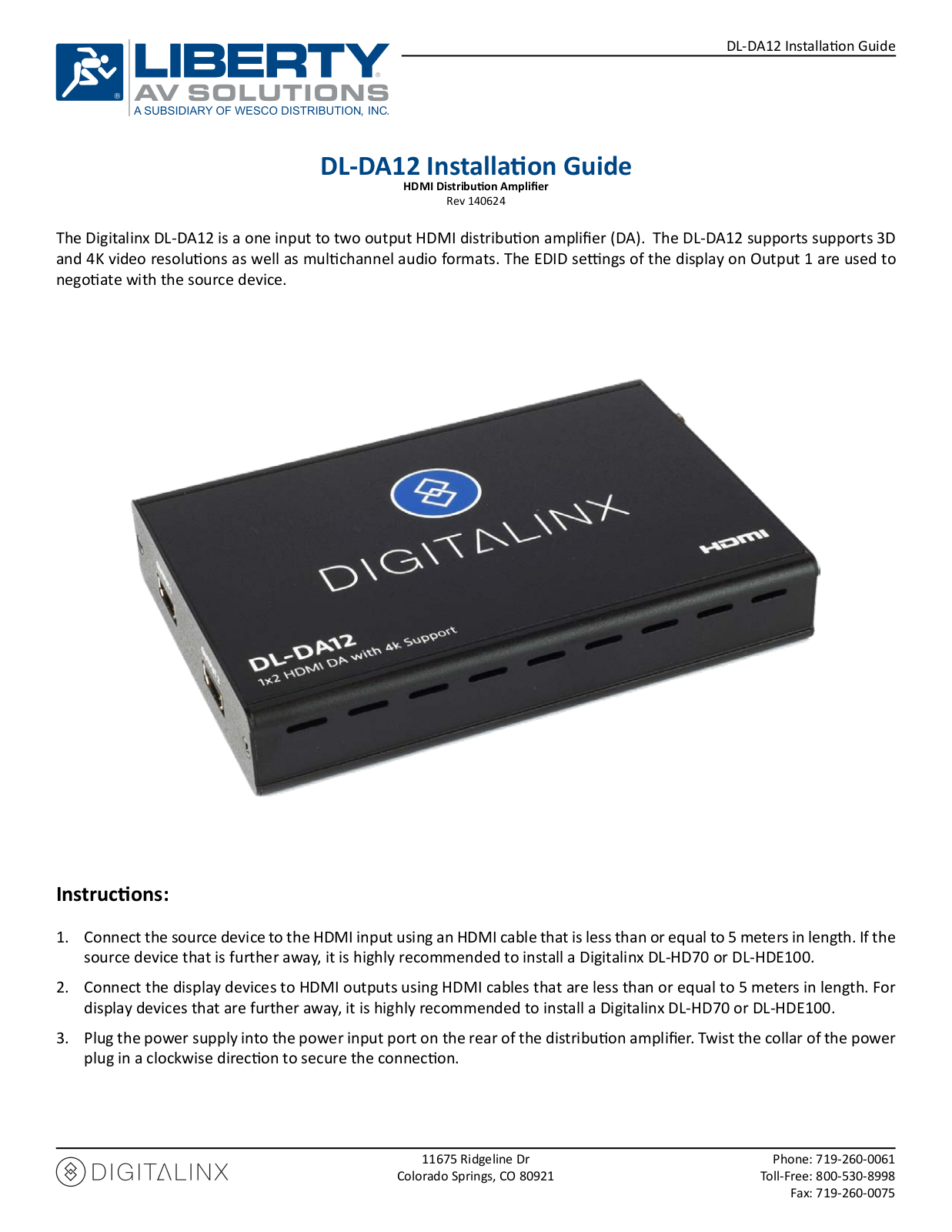 Intelix DL-DA12 User Manual