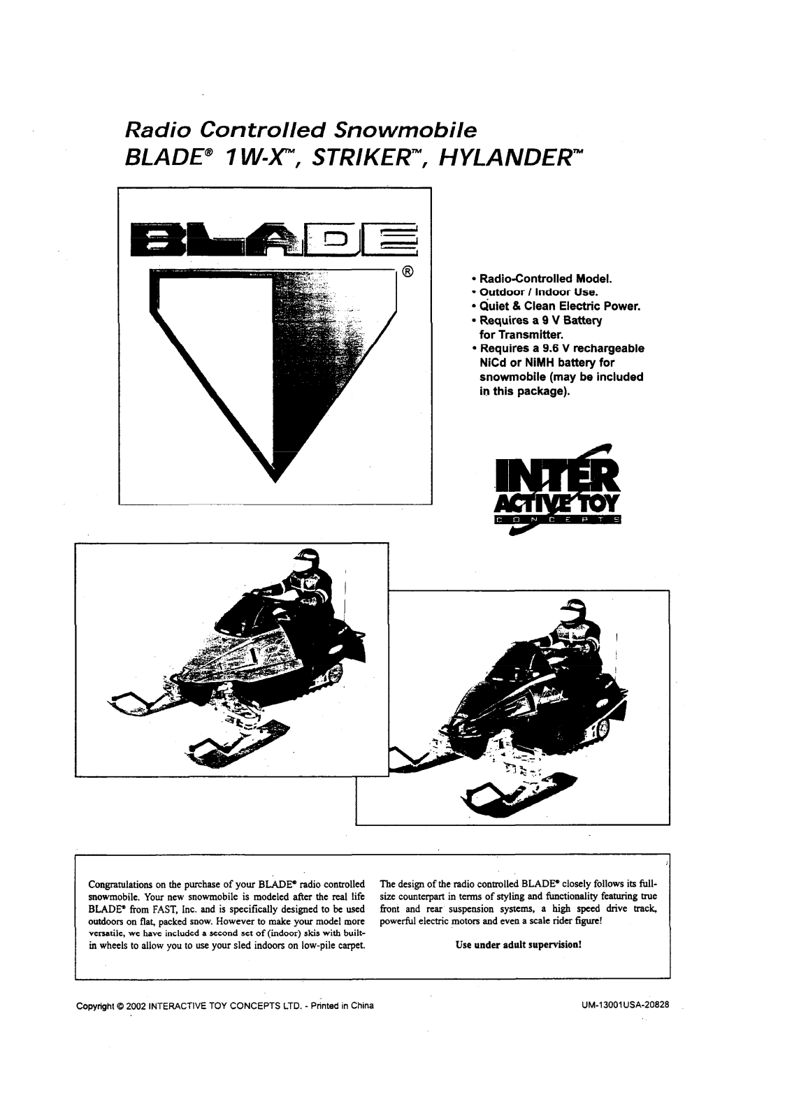 Interactive Toy Concepts 13001TX27 Users Manual