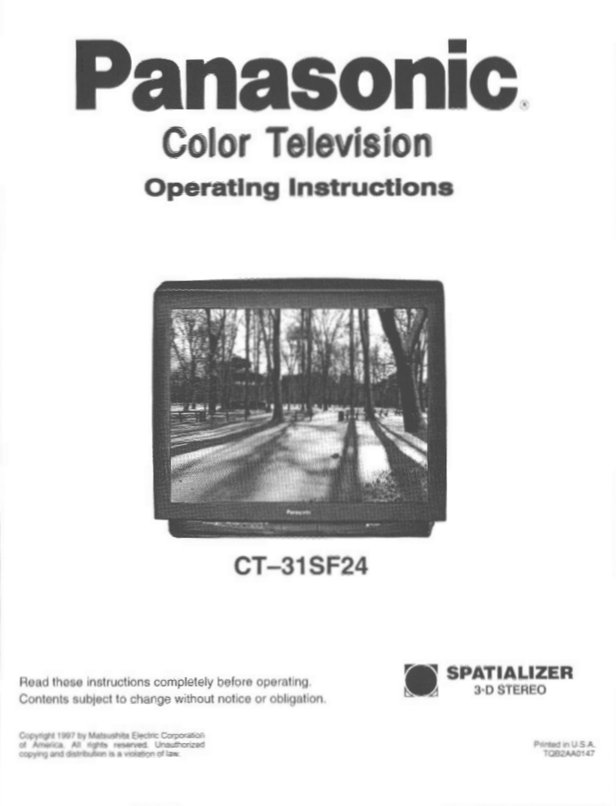 Panasonic ct-31sf24 Operation Manual