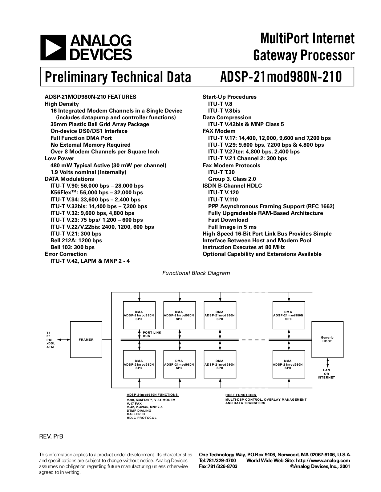 Analog Devices mod980N210sds prB Datasheet