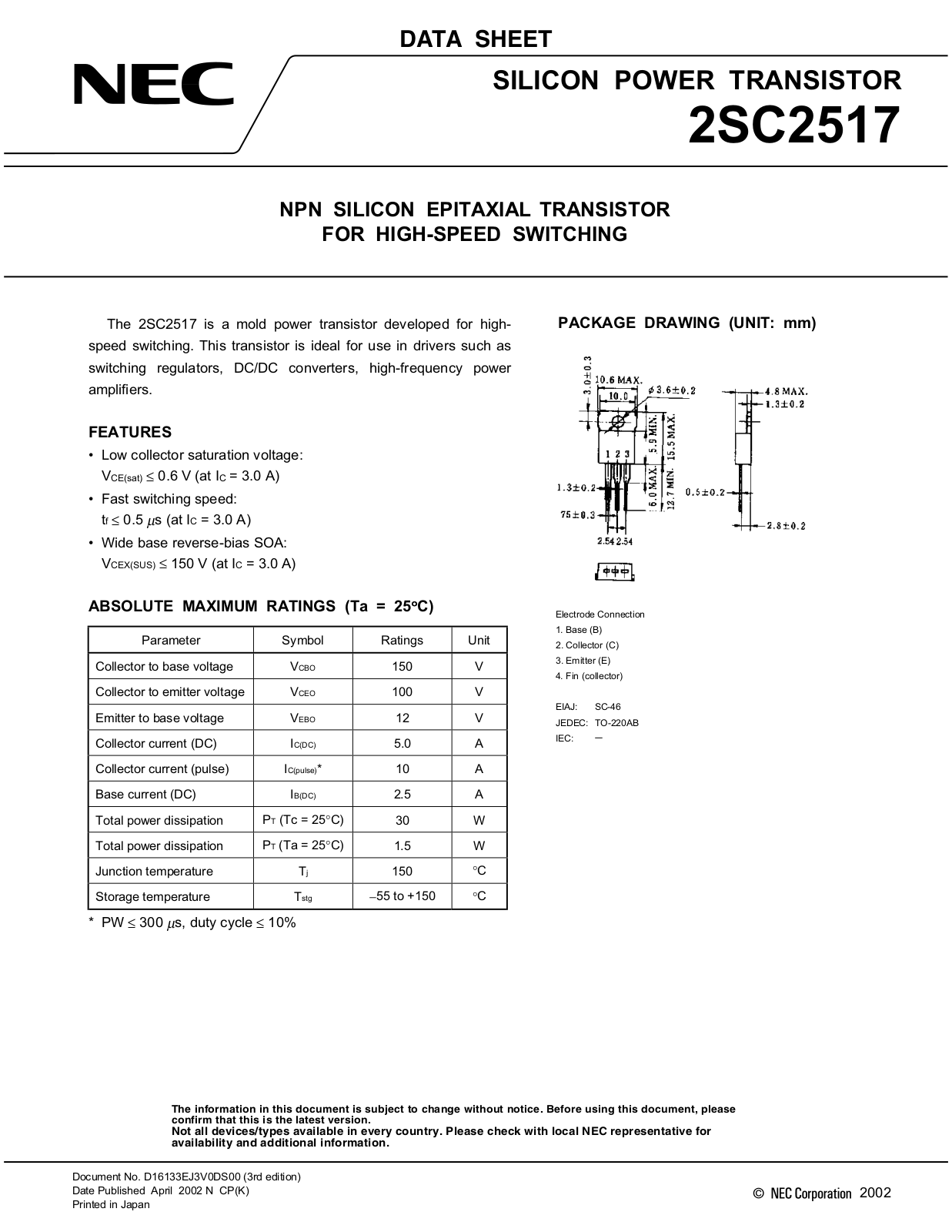 NEC 2sc2517 Datasets - ManualMachine.com