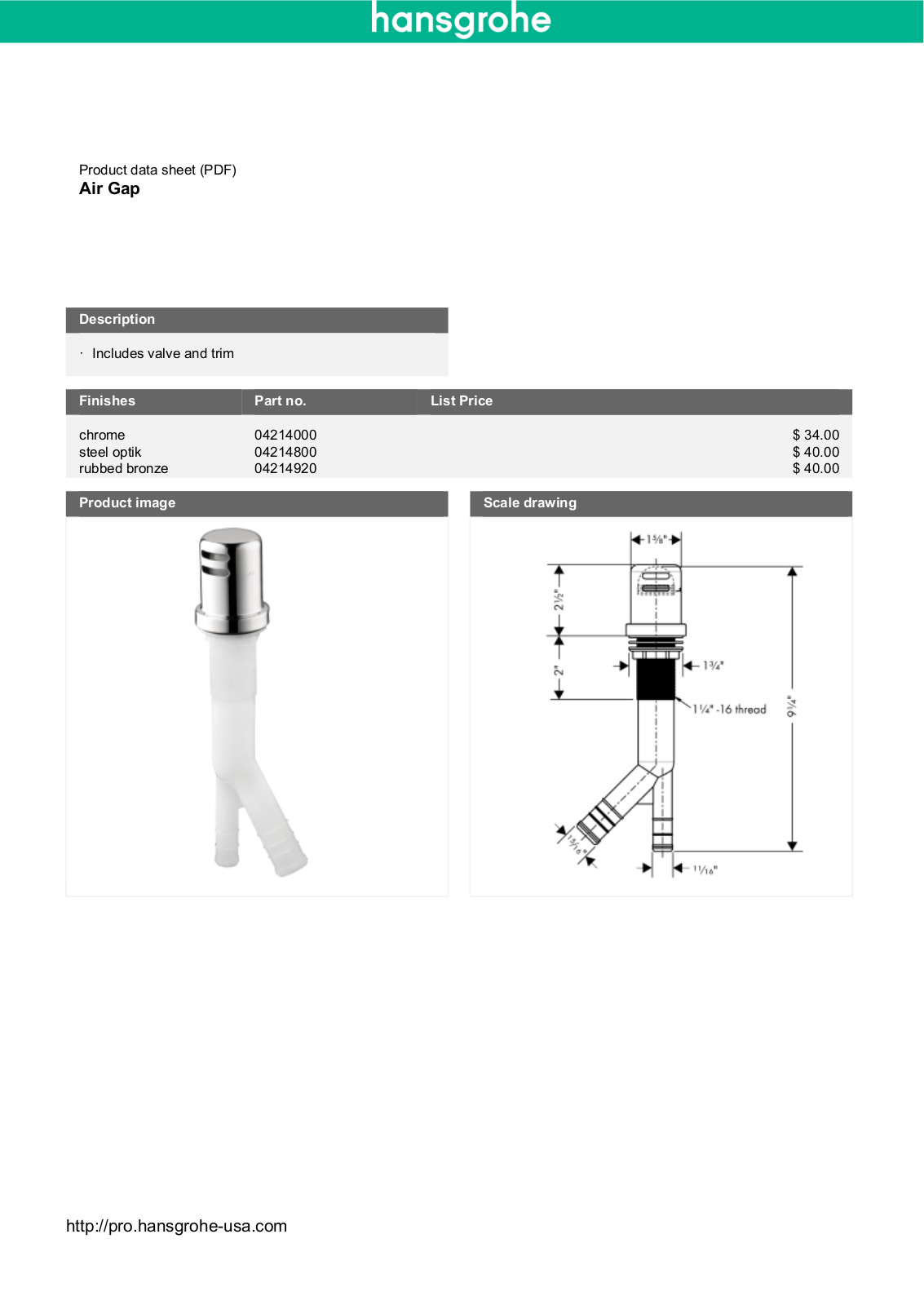 Hansgrohe GCDC1902 Specifications - ManualMachine.com