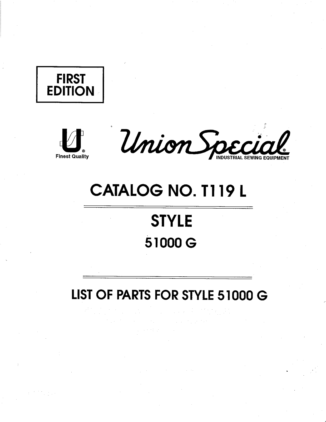 Union Special 51000G Parts List