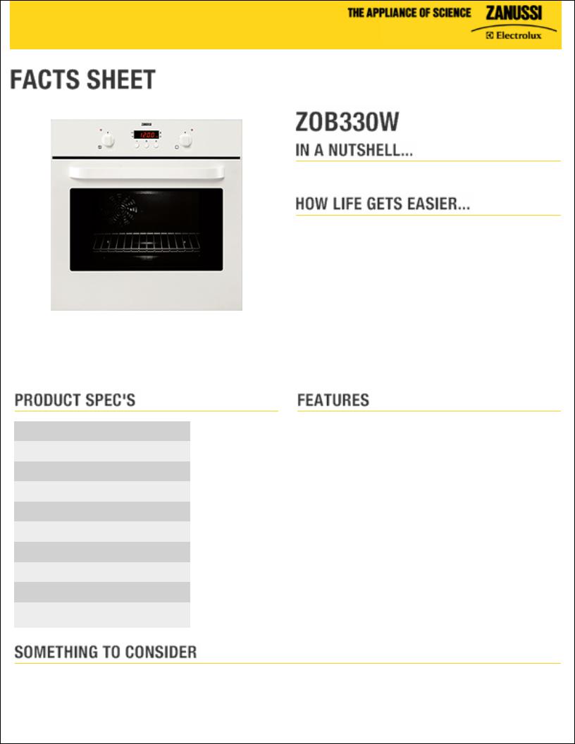 Zanussi ZOB330W User Manual