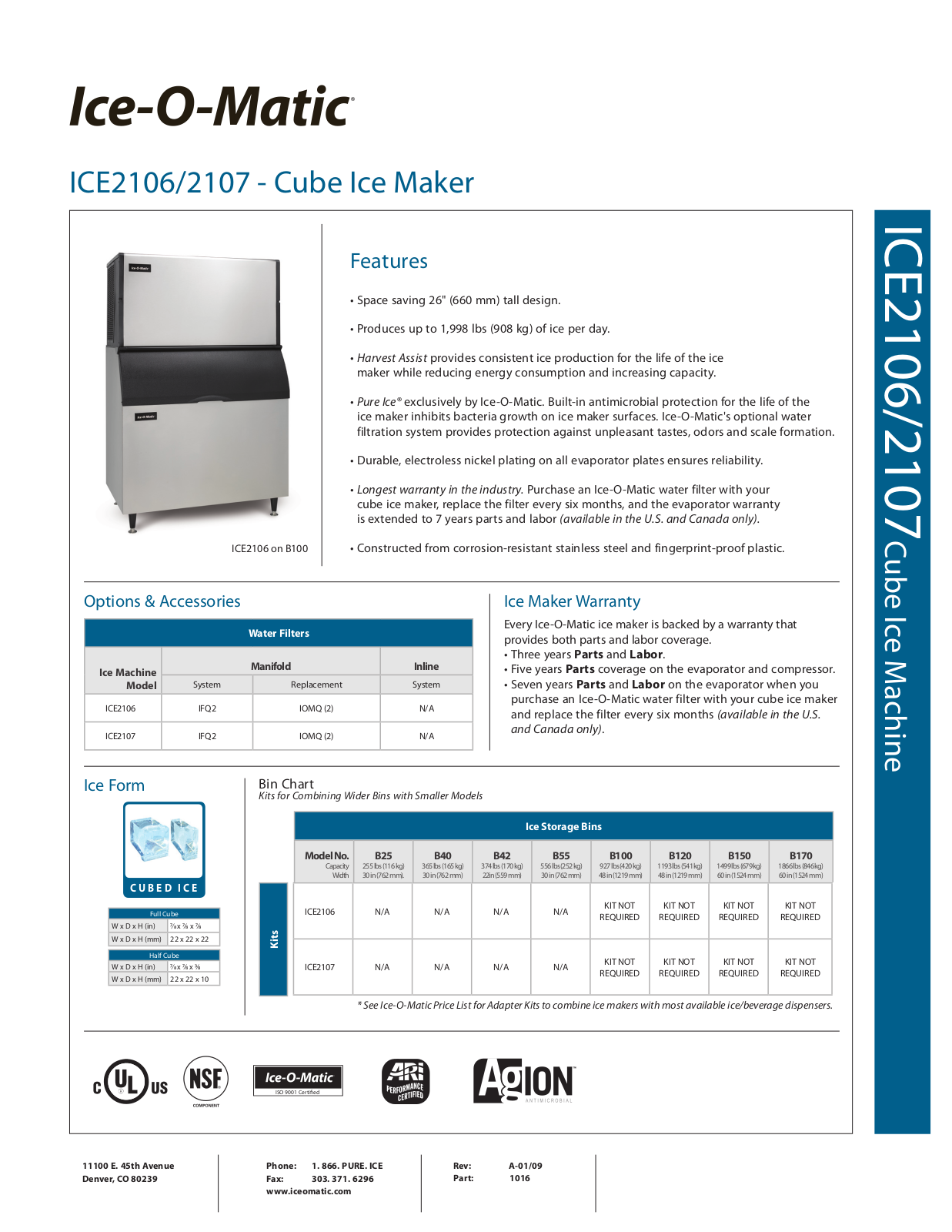 Ice-O-Matic KE2106, KE2107 User Manual