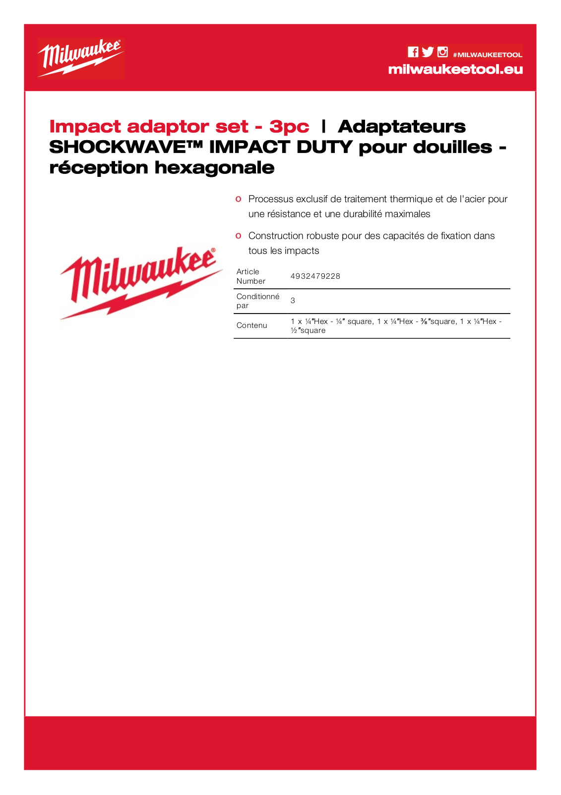 Milwaukee 4932479228 Specification - ManualMachine.com