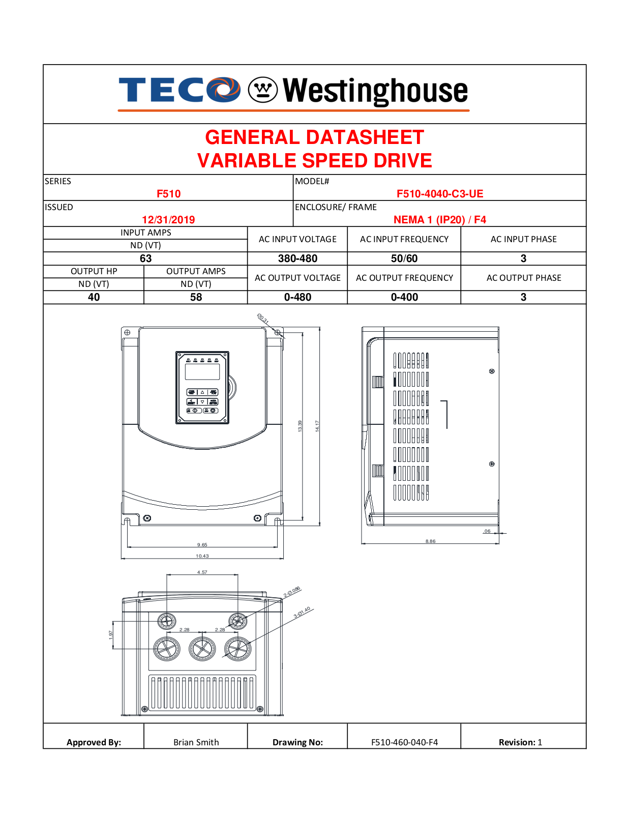 Teco F510-4040-C3-UE Data Sheet