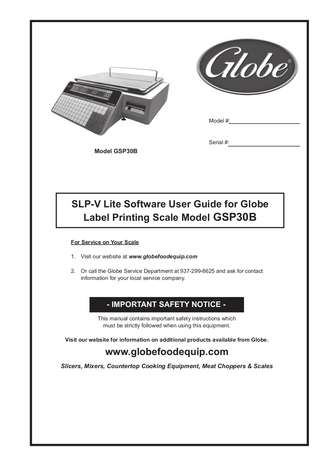 Globe GSP30B User Manual