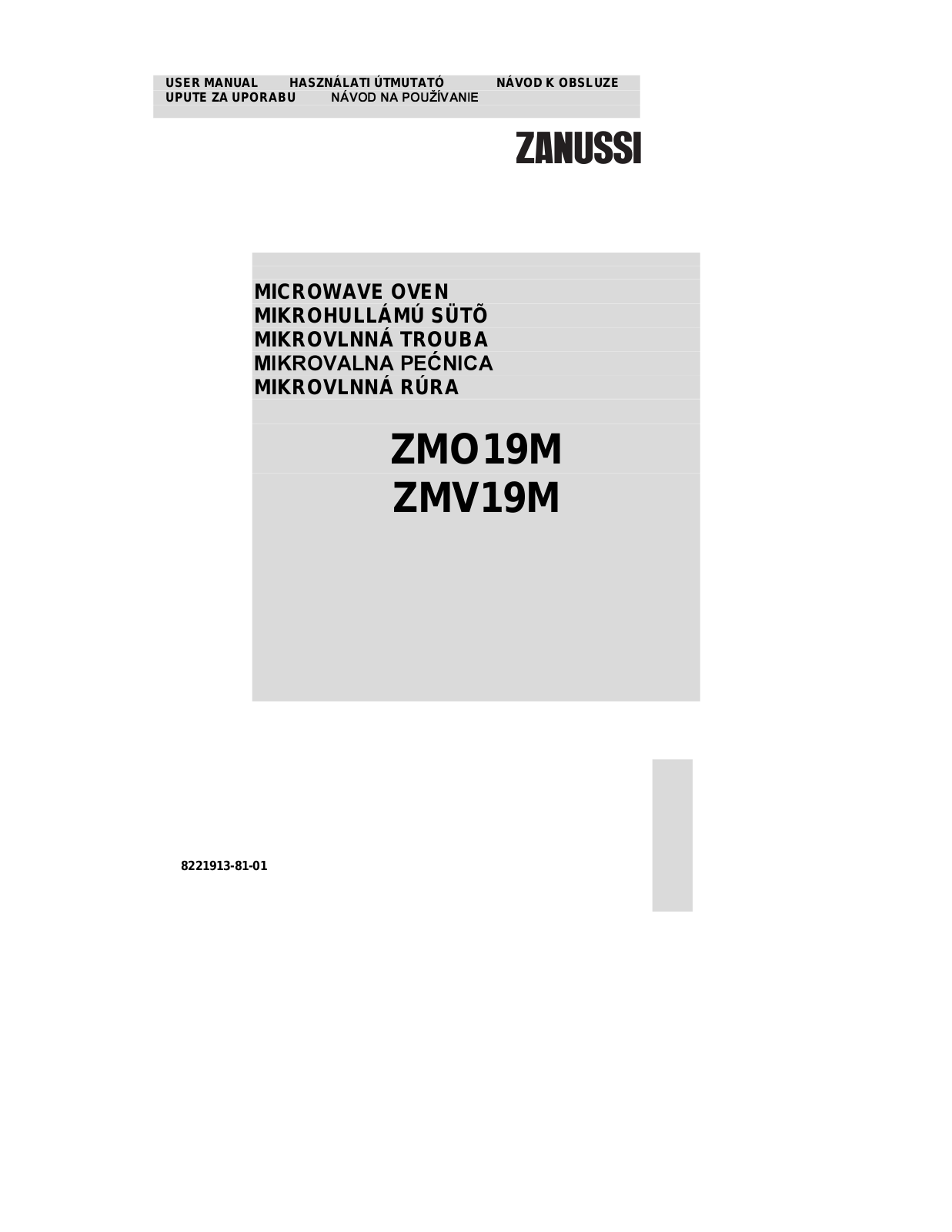 Zanussi ZMO19M, ZMV19M User Manual