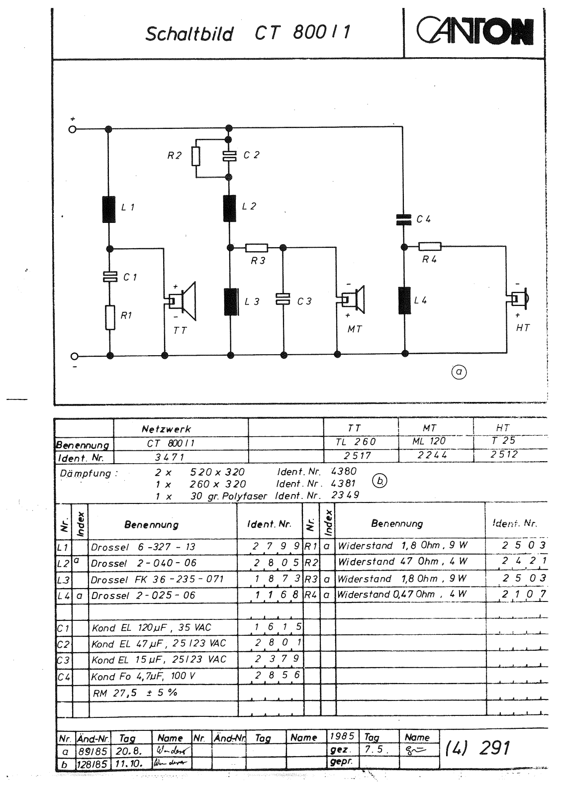 Canton CT 800 Cirquit Diagram