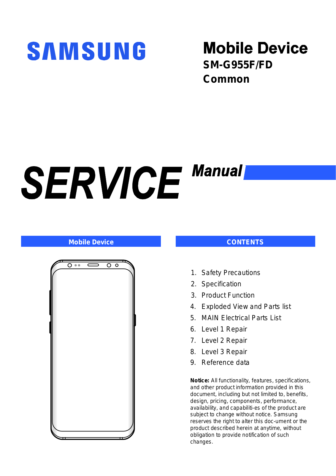 Samsung SM-G955F Service Manual - Cover 1