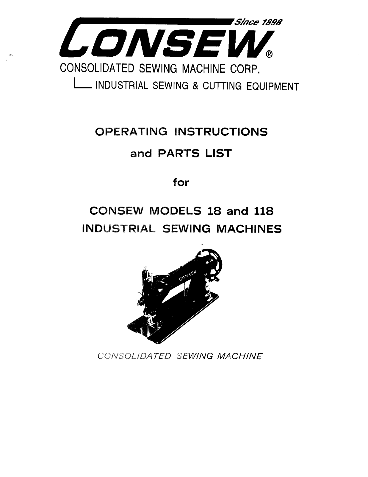 CONSEW 18, 118 Operating Instruction